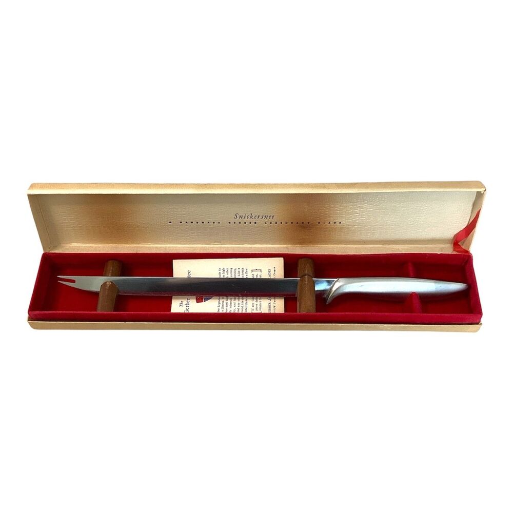 Vintage Gerber Legendary Blades Long Snickersnee Fork Tip Carving Knife with Box
